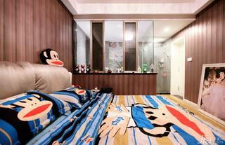 现代简约风格三居室100平米卧室床效果图