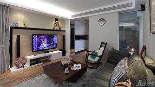 现代简约风格二居室90平米客厅电视背景墙茶几图片