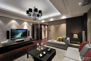 新中式风格四房富裕型电视背景墙客厅灯效果图