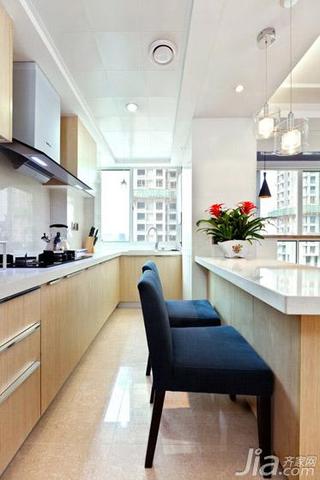 现代简约风格二居室70平米厨房吧台效果图
