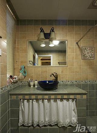 美式乡村风格二居室90平米卫生间洗手台图片