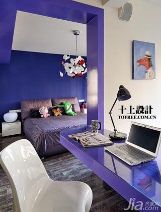 十上简约风格紫色卧室卧室背景墙效果图