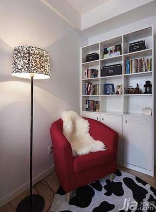 现代简约风格三居室红色130平米书房灯具图片