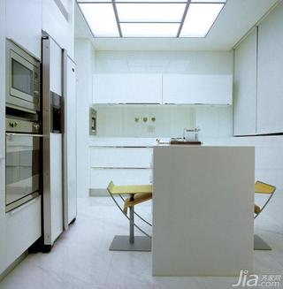 简约风格四房白色豪华型厨房吧台整体橱柜效果图