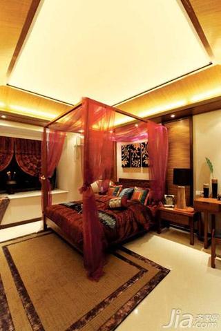 东南亚风格大户型豪华型卧室吊顶床效果图
