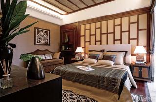 东南亚风格别墅稳重豪华型卧室背景墙设计图纸