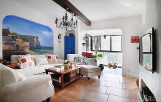 地中海风格三居室富裕型客厅沙发背景墙茶几婚房平面图