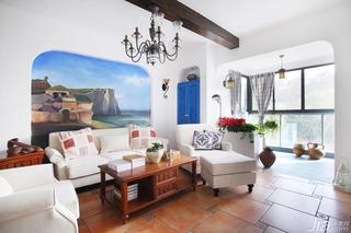 地中海风格三居室富裕型客厅沙发背景墙茶几婚房设计图
