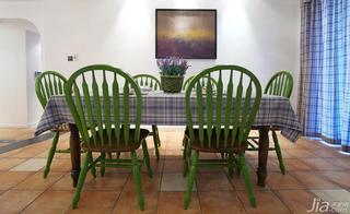 地中海风格三居室绿色富裕型餐桌婚房设计图纸