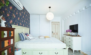 田园风格二居室富裕型卧室卧室背景墙床图片