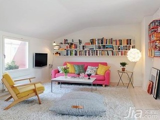 简约风格白色5-10万70平米客厅沙发背景墙沙发新房家装图