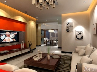 简约风格二居室3万以下60平米客厅电视背景墙沙发三口之家平面图