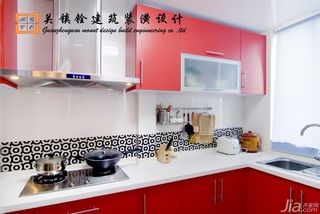 简约风格二居室红色5-10万60平米厨房橱柜新房设计图