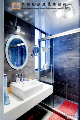 简约风格二居室乐活蓝色5-10万60平米卫生间背景墙洗手台新房设计图