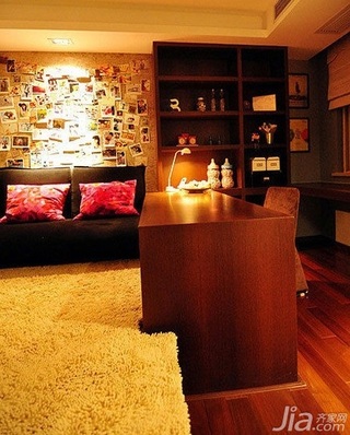 欧式风格二居室富裕型110平米书房照片墙沙发新房设计图纸