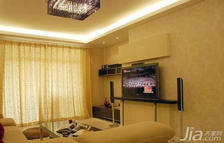 欧式风格二居室客厅电视背景墙窗帘婚房设计图