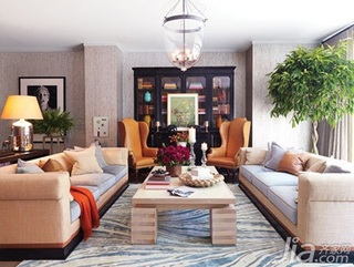 欧式风格别墅简洁富裕型90平米客厅沙发新房设计图