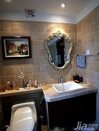 欧式风格别墅富裕型110平米卫生间洗手台新房设计图纸