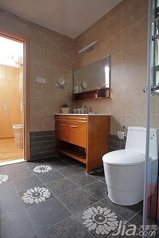 中式风格四房富裕型70平米卫生间洗手台新房家装图