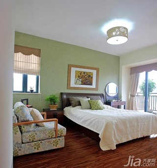 中式风格四房绿色富裕型70平米卧室床新房设计图纸