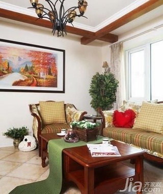 中式风格复式富裕型90平米客厅沙发新房设计图