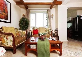 中式风格复式温馨富裕型90平米客厅沙发新房设计图纸