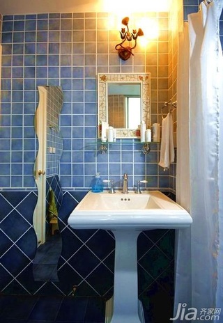 田园风格复式富裕型90平米卫生间洗手台新房家装图