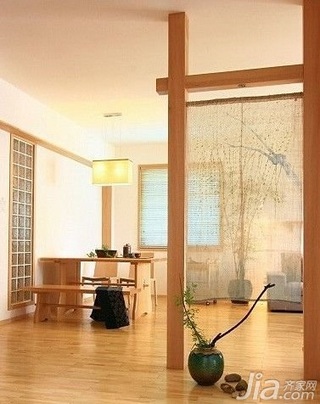 日式风格复式富裕型80平米餐厅隔断餐桌新房家装图
