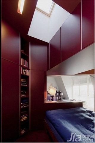 欧式风格复式红色富裕型110平米卧室新房家装图片