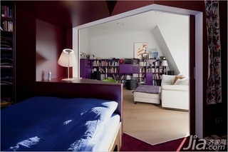 欧式风格复式富裕型110平米卧室书架新房家居图片