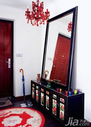 中式风格二居室10-15万80平米客厅鞋柜图片