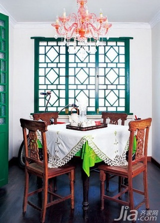 中式风格二居室10-15万80平米玄关餐桌效果图