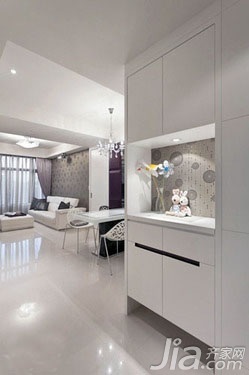 简约风格二居室简洁白色3万以下60平米客厅鞋柜新房家装图