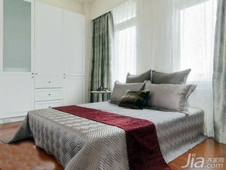地中海风格二居室大气灰色5-10万50平米卧室床新房设计图