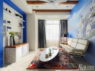 地中海风格二居室5-10万50平米客厅背景墙沙发新房家居图片