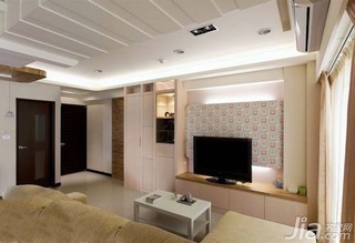 简约风格二居室5-10万60平米客厅电视背景墙茶几图片