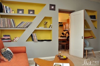 简约风格一居室经济型客厅书架效果图