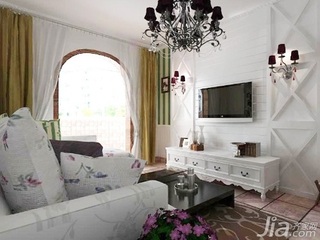 田园风格三居室简洁客厅电视背景墙沙发效果图