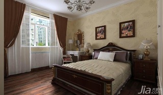 田园风格三居室简洁富裕型卧室卧室背景墙床图片
