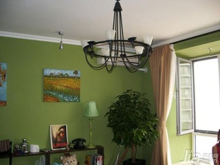 田园风格一居室小清新绿色5-10万70平米客厅窗帘效果图