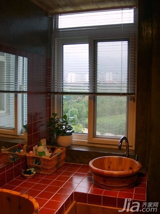 中式风格四房简洁红色3万以下90平米客厅洗手台三口之家家装图片