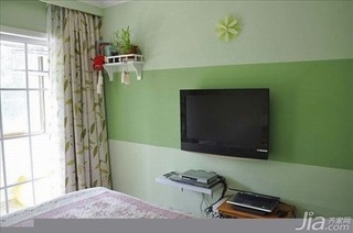 田园风格一居室温馨绿色10-15万70平米玄关电视背景墙新房平面图
