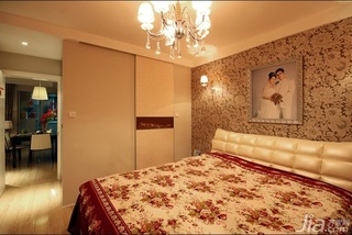 简约风格二居室10-15万90平米卧室壁纸新房家装图