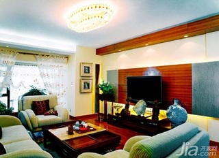 中式风格二居室5-10万80平米客厅电视背景墙沙发图片