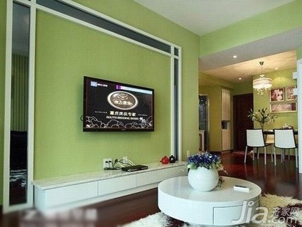 墨绿色电视墙搭配案例图片