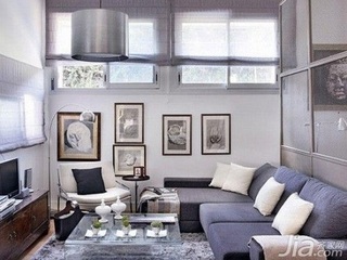 欧式风格小户型5-10万50平米客厅照片墙沙发新房平面图