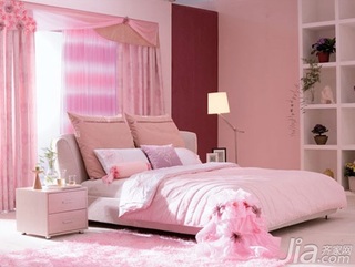 混搭风格一居室温馨粉色5-10万50平米卧室床婚房家装图片