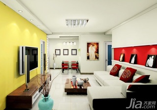 混搭风格一居室简洁5-10万50平米客厅沙发婚房设计图纸
