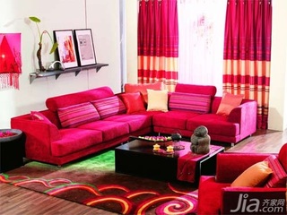 混搭风格一居室温馨红色5-10万50平米客厅沙发婚房家装图