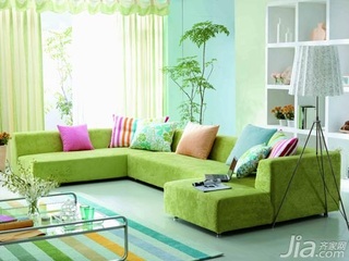 混搭风格一居室小清新绿色5-10万50平米客厅沙发婚房设计图